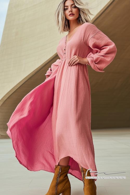 Eco-Friendly Linen Dress in Modern Urban Settings for Effortless Style